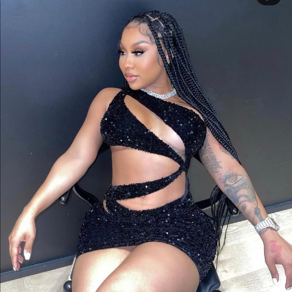 Alglist black sequin sparkle dress